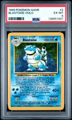 1999 POKEMON GAME #2 BLASTOISE-HOLO PSA 6 - Image 1
