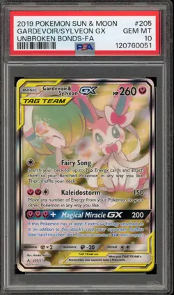 Pokemon Gardevoir & Sylveon GX Unbroken Bonds Full Alt Art #205 PSA 10 Gem Mint - Image 1