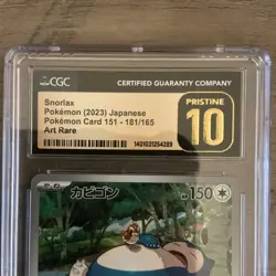 Pokemon Snorlax 181/165 Sv2a 151 Art Rare Holo CGC Pristine 10 Japanese - Image 2