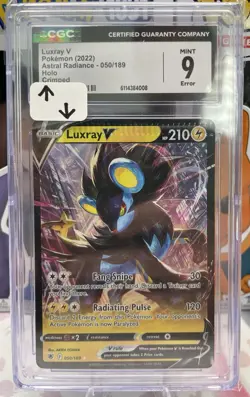 Pokemon TCG Luxray V 050/189 Astral Radiance CRIMP ERROR CGC 9 - Image 1