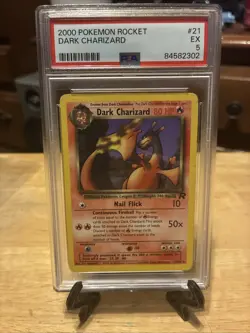 2000 Pokemon Dark Charizard Team Rocket PSA 5 21/82 Non-Holo - Image 1