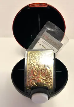 23K Gold Plated CHARIZARD Trading Card 1999 Burger King Pokemon Ball - Image 1