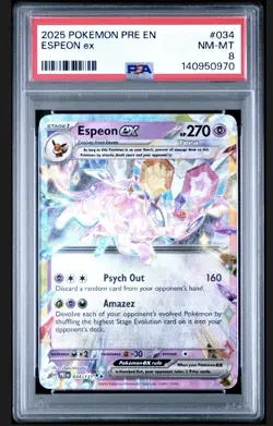 Pokemon TCG Espeon EX Prismatic Evolutions Card 034/131 En PSA 8 - Image 1