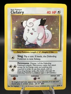 Pokemon TCG Clefairy 005/102 Holo Rare Base Set - Image 1