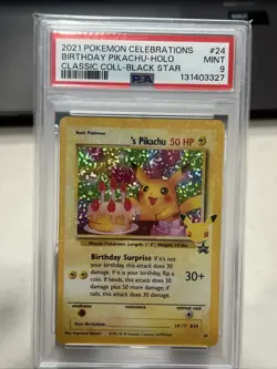 2021 Pokemon Celebrations Birthday Pikachu-Holo Coll-Black Star #24 PSA 9 - Image 1