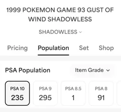 1999 POKEMON GAME | SHADOWLESS GUST OF WIND 93 💎 PSA 10 💎 - Image 4