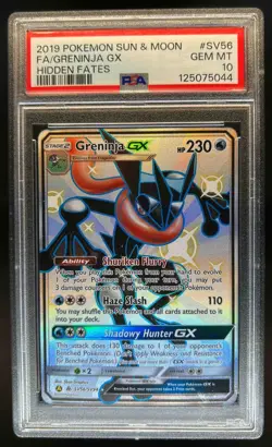 2019 Pokemon SM Hidden Fates Greninja GX Shiny Vault Rare #SV56/SV94 PSA 10 - Image 1