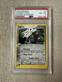 Pokemon 2003 Aggron Holo Rare 7/109 EX Ruby & Sapphire PSA 8 - Image 1