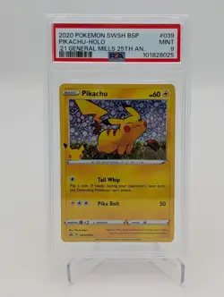 🔥GEM🔥 PSA 9 2020 Pokemon SWSH #039 Pikachu HOLO General Mills 25th Anniv PROMO - Image 1
