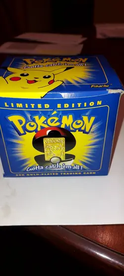 1999 Pokemon Pikachu 23k Gold Plated Trading Card Burger King Blue Box SEALED - Image 1