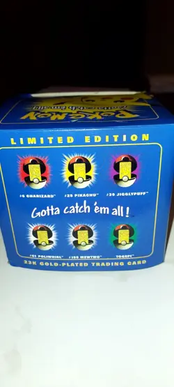 1999 Pokemon Pikachu 23k Gold Plated Trading Card Burger King Blue Box SEALED - Image 3