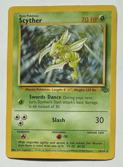 Pokemon Scyther TCG Jungle Non-Holo Rare Card 26/64 Unlimited LP - Image 1