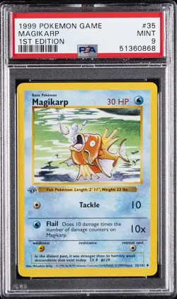 PSA 9 MINT - 1999 base set 1st edition shadowless magikarp (35/102) pokemon card - Image 1