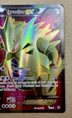 Pokemon TCG Tyranitar-EX Holo Full Art Ultra Rare Card Ancient Origins 91/98 - Image 3