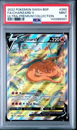 2022 Pokemon Charizard V SWSH260 Full Art Ultra Premium Collection - PSA 9 - Image 1