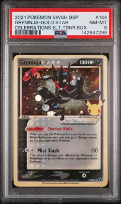 2021 POKEMON SWSH BLACK STAR PROMO #144 GRENINJA-GOLD STAR PSA 8 - Image 1