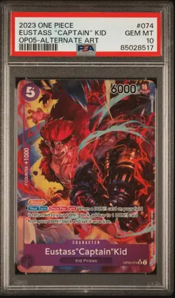 2023 One Piece OP05 Eustass "Captain" Kid Alternate Art #074 PSA 10 Gem Mint - Image 1