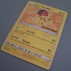 Ash’s Pikachu SM110 Sun & Moon Ultra Rare Non Holo Promo Pokemon Card MINT - Image 2