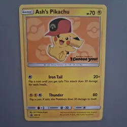 Ash’s Pikachu SM110 Sun & Moon Ultra Rare Non Holo Promo Pokemon Card MINT - Image 4
