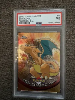 2000 Topps Chrome Charizard #6 Pokemon TV Animation Edition PSA 7 Graded Card - Image 1