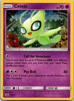 Pokemon Sun & Moon Celebi SM224 Black Star Promo Cosmos Holo Card NM - Image 1