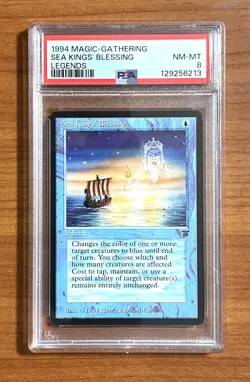 Magic the Gathering, Legends Expansion, Sea King's Blessing Uncommon Card, PSA 8 - Image 1