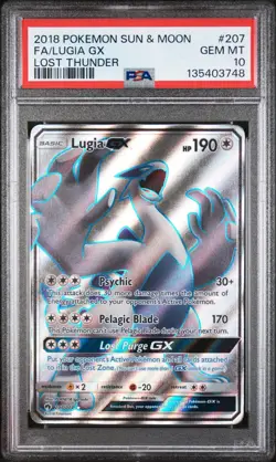 Lugia GX Full Art - 207/214 - SM Lost Thunder Pokemon Card - PSA 10 - Image 1