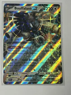 Pokemon Scarlet & Violet White Flare Holo Double Rare Card Bouffalant EX 077/086 - Image 1