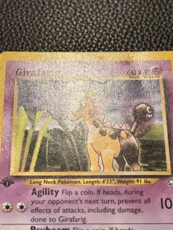 Pokemon Girafarig Neo Genesis Regular Card 58/111 60 MP English 2000 Crease - Image 3
