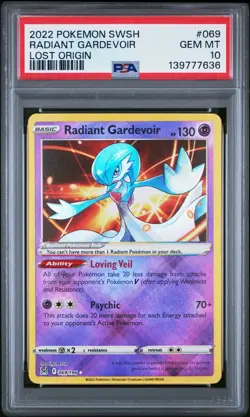 2022 POKEMON SWORD & SHIELD LOST ORIGIN #069/196 RADIANT GARDEVOIR PSA 10 - Image 1