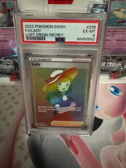 Pokemon TCG 2022 Pokemon Sword & Shield Lost Origin Lady Fa #208 PSA 6 - Image 1