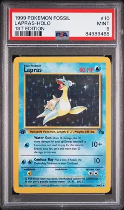 1999 POKEMON FOSSIL #10/62 LAPRAS HOLO 1ST EDITION PSA 9 - Image 1