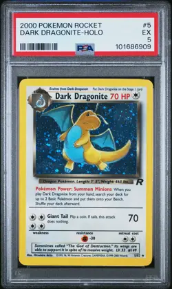 2000 POKEMON ROCKET #5 DARK DRAGONITE-HOLO PSA 5 - Image 1