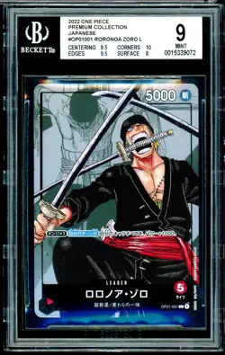2022 Japanese One Piece 25th Anniversary Roronoa Zoro OP01-001 BGS 9 Mint - Image 1