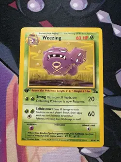 Weezing 45/62 1st Edition TCG Fossil Set Uncommon Pokemon Card WOTC - Image 1