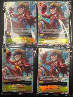 4x sealed monkey d luffy op07 109 promo card one piece - Image 1