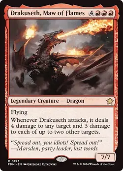 DRAKUSETH, MAW OF FLAMES mtg NM-M Foundations 1 Rare - Image 1
