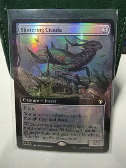 Mint/Near-Mint, English - 1 x MTG Skittering Cicada - Foil - Extended Art EDH - Image 1