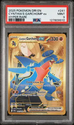 2025 Pokemon DRI EN CYNTHIA'S GARCHOMP ex #241 HYPER RARE HOLO MINT PSA 9 - Image 1