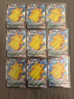 (9) Lot 2021 Pokemon Celebrations Surfing Pikachu VMAX Full Art FA #009/025 - Image 1
