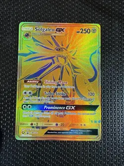 Pokemon Solgaleo GX Sm104a Sun & Moon Gold Black Star Promo Holo NM - Image 1