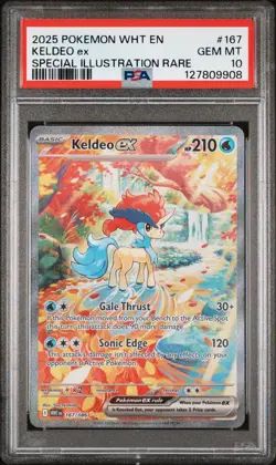 2025 POKEMON WHT EN-WHITE FLARE SPECIAL ILLUSTRATION RARE #167 KELDEO EX PSA 10 - Image 1