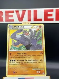 2010 Heavily Played Pokemon Machamp 26/102 HGSS Triumphant Regular Non Holo - HP - Image 2