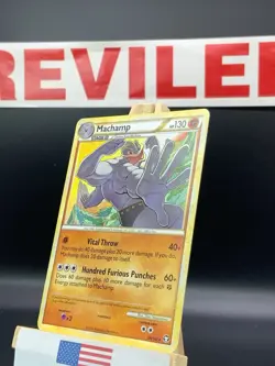 2010 Heavily Played Pokemon Machamp 26/102 HGSS Triumphant Regular Non Holo - HP - Image 3