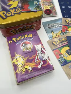 Vintage Pokemon TCG Lot—Pikachu Tin—Booster Box—Coins—Damage Counters—Stickers+ - Image 3