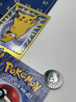 Vintage Pokemon TCG Lot—Pikachu Tin—Booster Box—Coins—Damage Counters—Stickers+ - Image 5