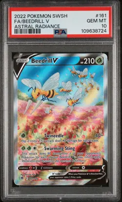 2022 POKEMON SWORD & SHIELD ASTRAL RADIANCE #161 FULL ART/BEEDRILL V PSA 10 - Image 1
