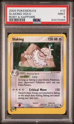 Pokemon PSA 9 MINT Slaking 12/109 EX Ruby & Sapphire Holofoil Rare 2003 - Image 1