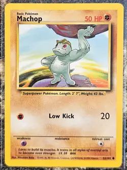 1999 Pokemon Basic Base Set Machop 52 NM or Better - Image 1