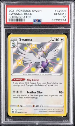 2021 POKEMON SWORD & SHIELD SHINING FATES #SV096 SWANNA-HOLO PSA 10 - Image 1